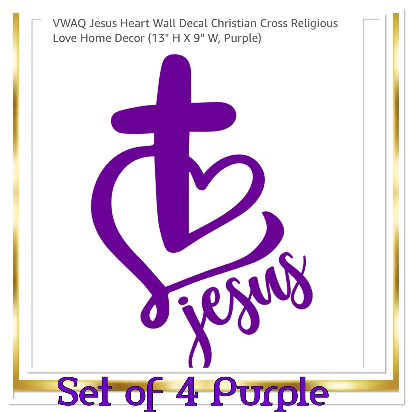 I Love Jesus Wall Decal Set Of 4 In Purple(13” H X 9” W)
