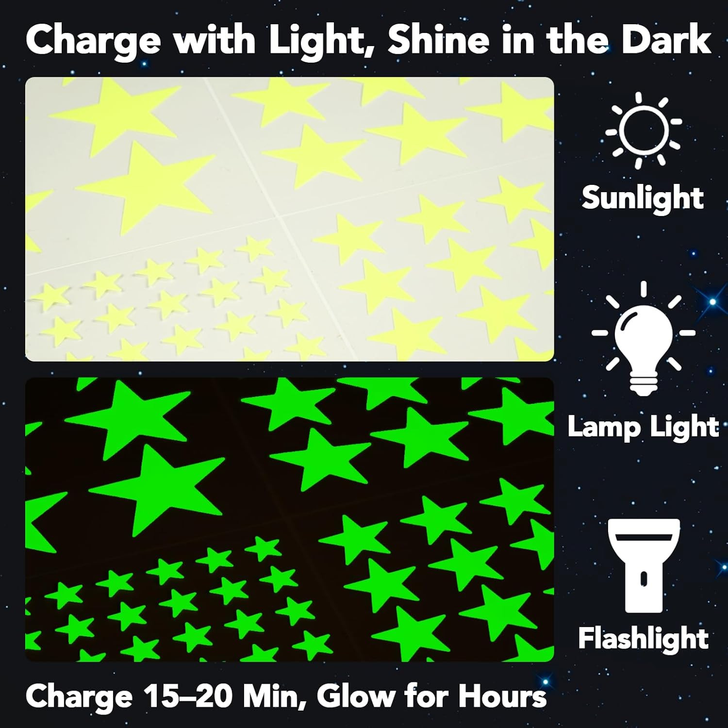 Glow in The Dark Star Stickers – 630 Pieces (4 Sizes) – Luminous Ceiling & Wa…