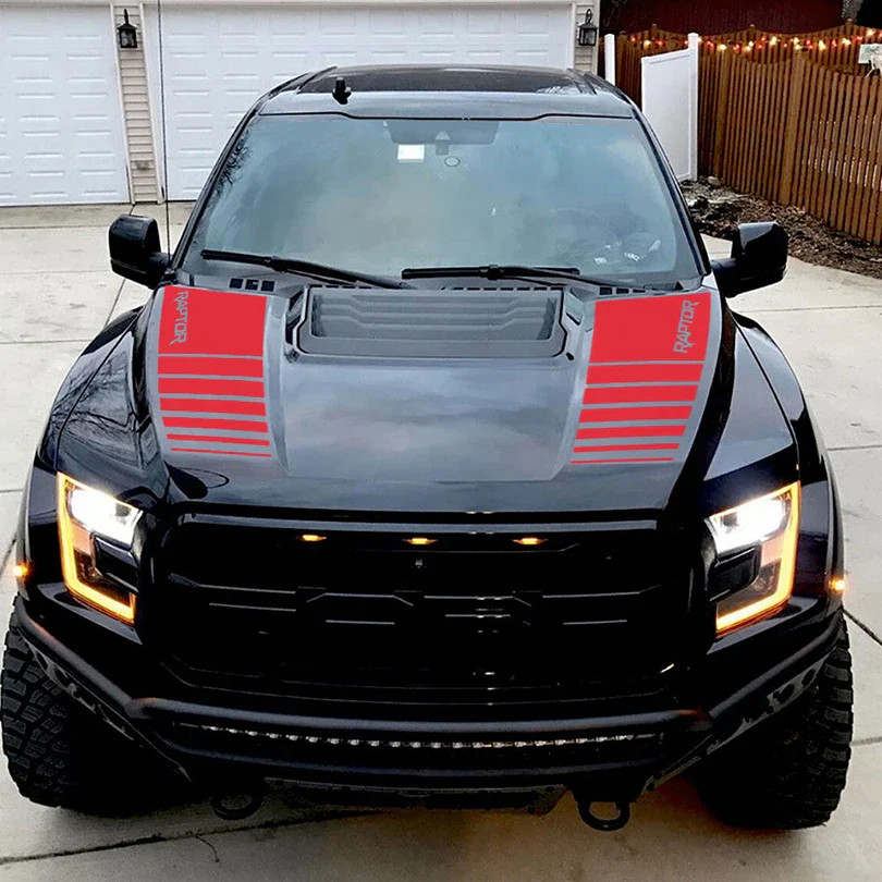 Aftermarket Hood Stripe Decal Kit for Ford F-150 Raptor (2015–2019) | Premium Vi