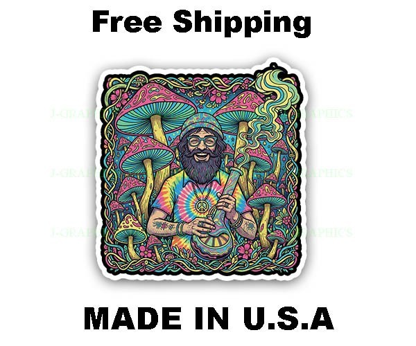 Hippie psychedelic Hippy Guitar Vinyl Decal Sticker A