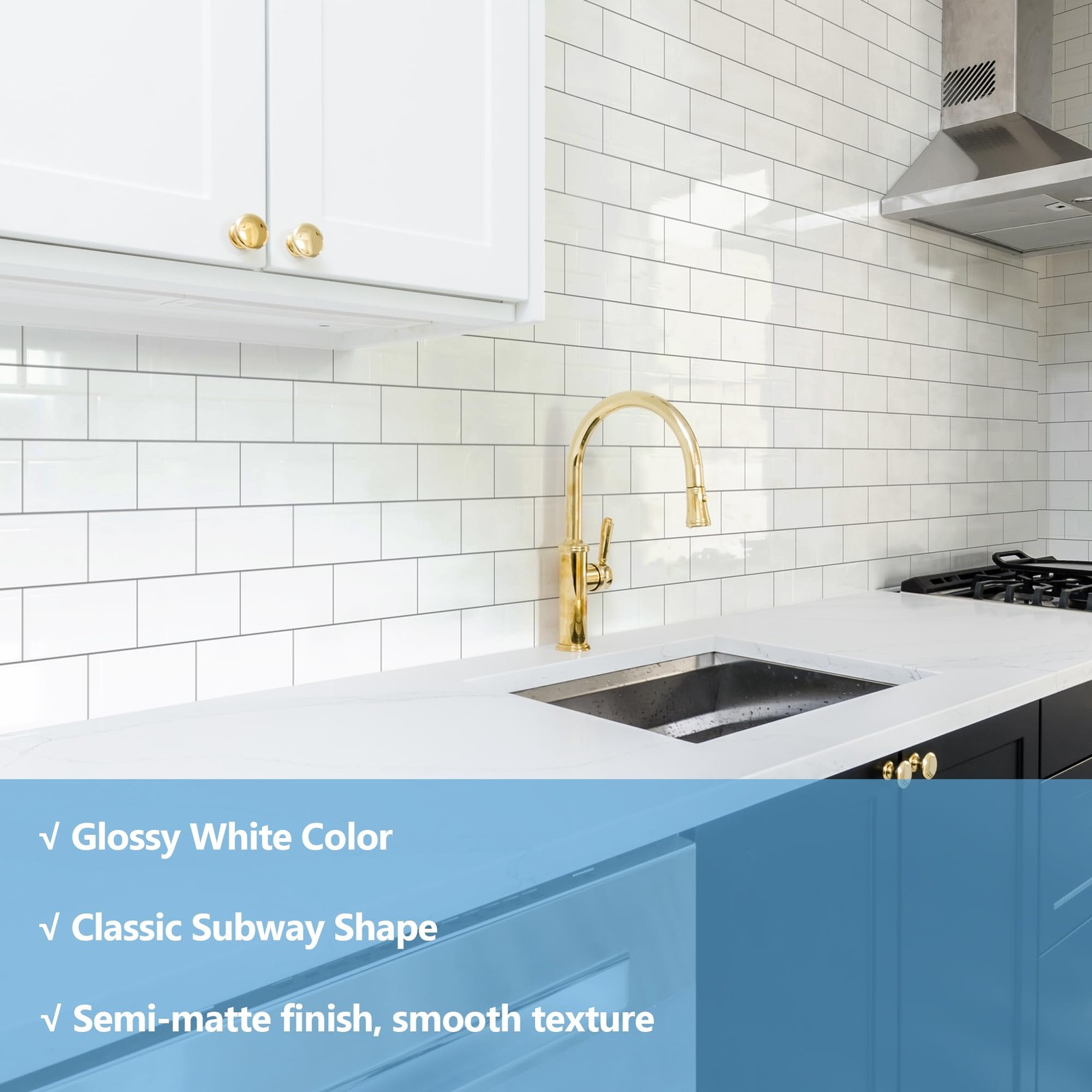 -Pack Peel and Stick Tile Backsplash 12"X12" PVC Wall 20 Polished Marble White