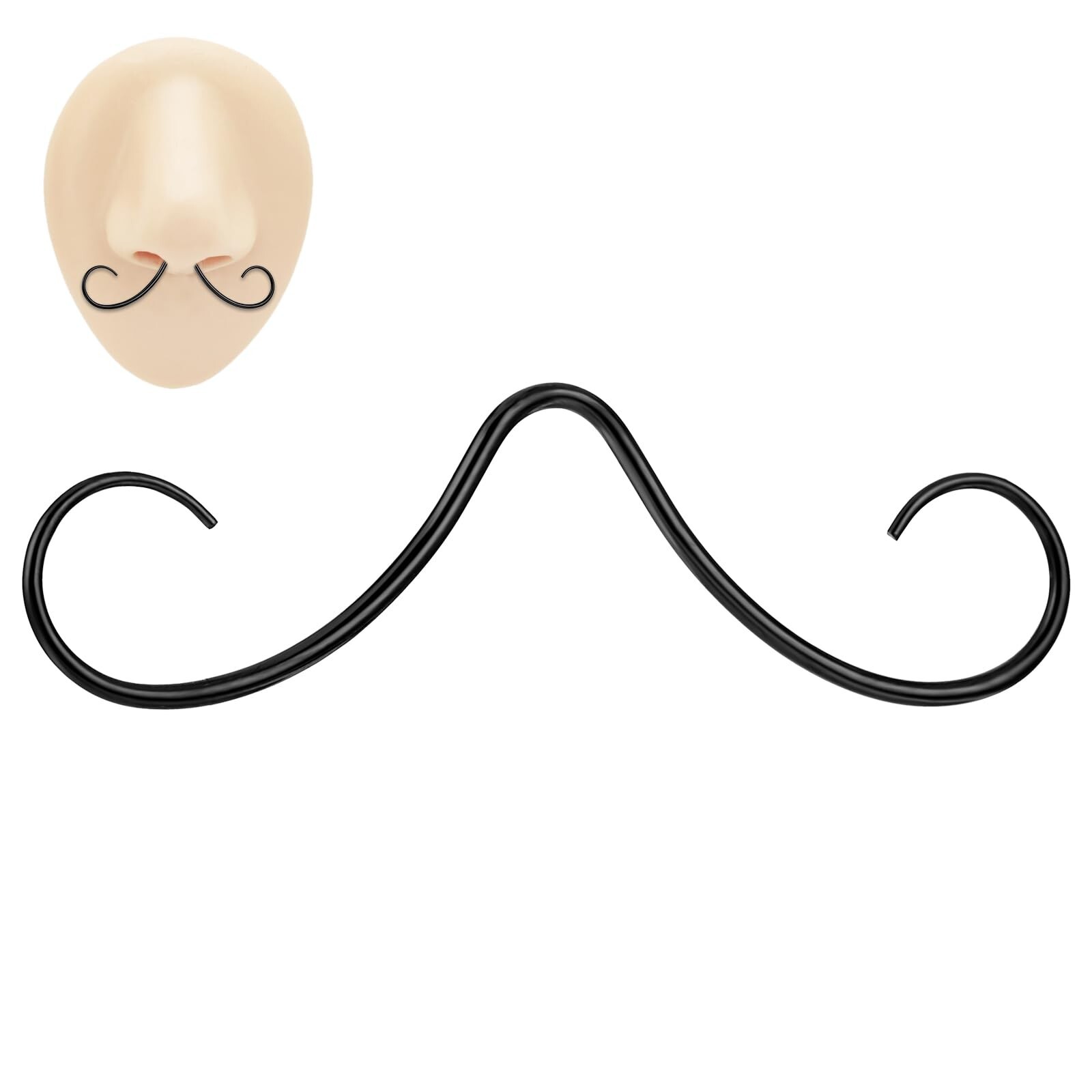 Mustache Septum Ring Black Septum Mustache Nose Ring Piercing Jewelry Surgica…