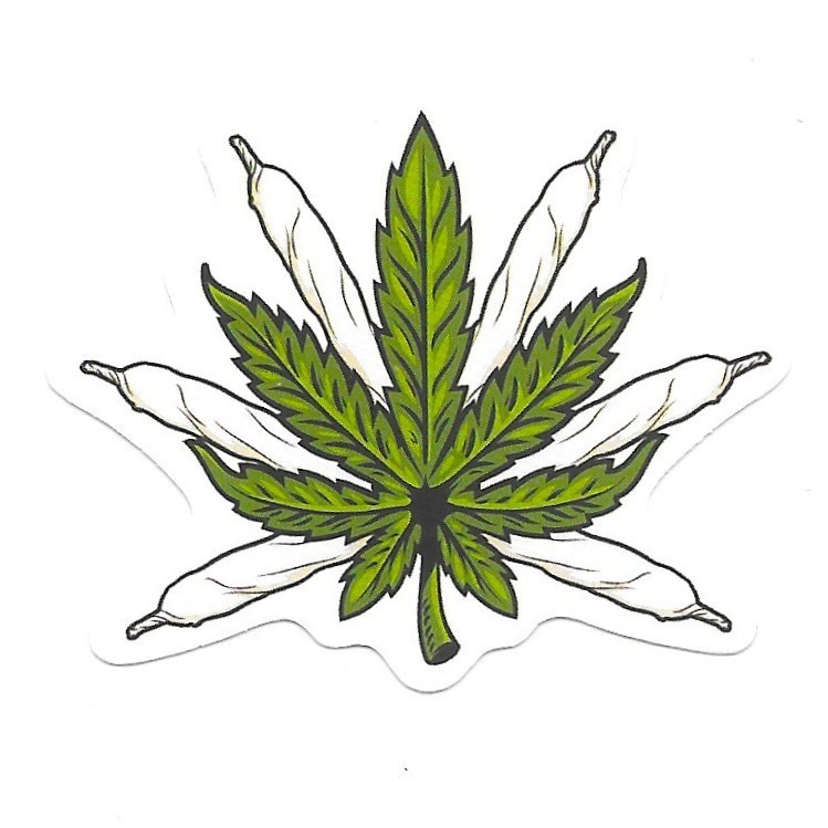 Cannabis Leaf Joint Sunburst Vinyl Sticker Weed 420 Decal Funny Stoner Gift Art