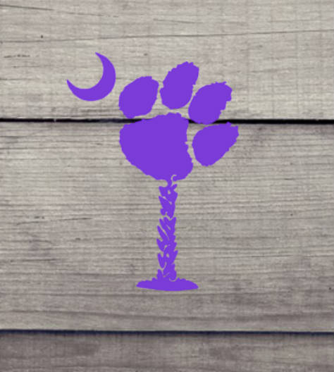 Tiger Paw & Moon SC Palmetto Tree- Yeti, Cellphones, Auto, Laptop CLEMSON