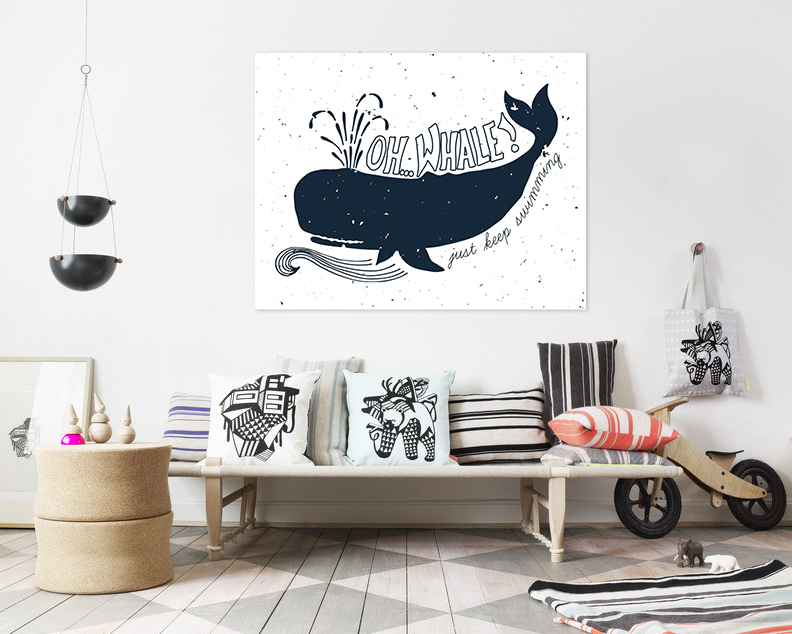 3D Whale 64 Wall Stickers Vinyl Murals Wall Print Decal Art AJ STORE AU Lemon