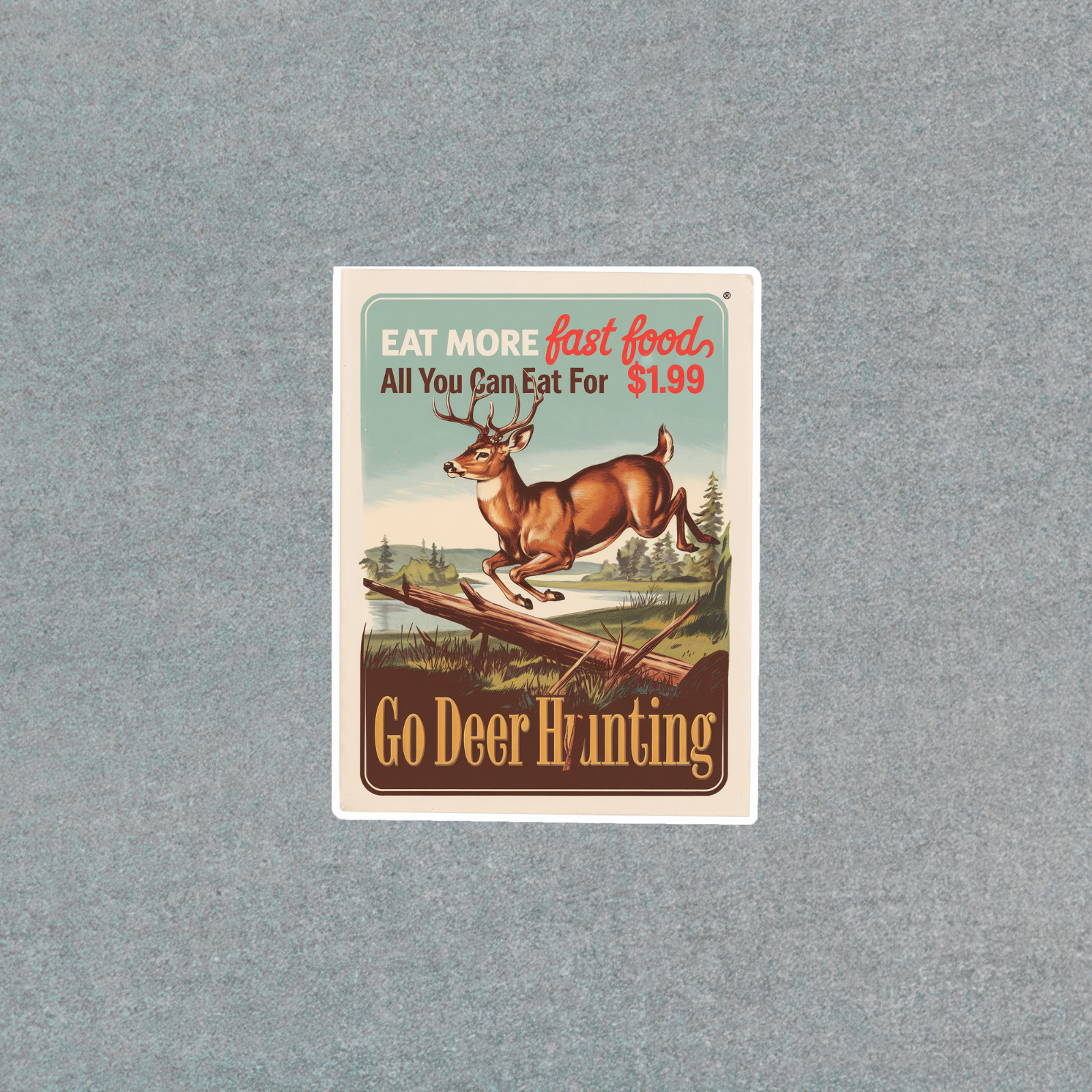 Vintage Deer Hunting sticker – Rustic Cabin Decor, Retro Outdoors Ad #3342