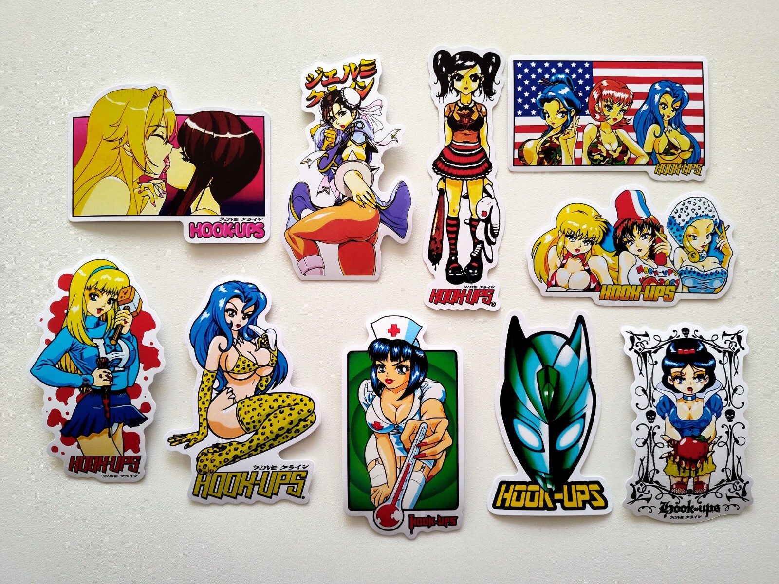 Hook-Ups 60 Piece Sticker Pack SET 2 Reproduction skate, Anime, world industries