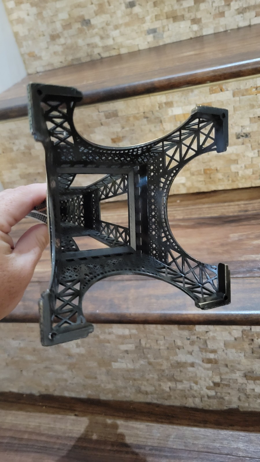 Paris Eiffel Tower Statue Figurine 12 Inches Tall Brass Metal Paris Souvenir