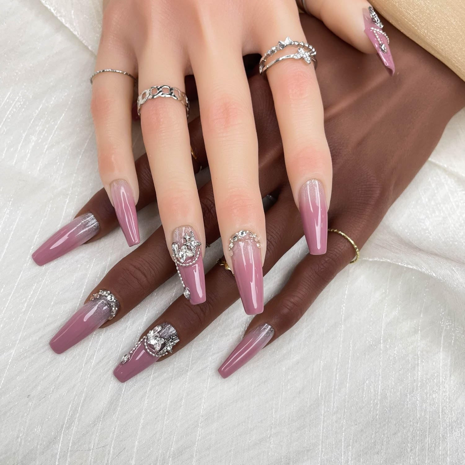 GGDDSHA Handmade Press On Nails, Luxury & Custom FakeNails 3D Handmade Reusable