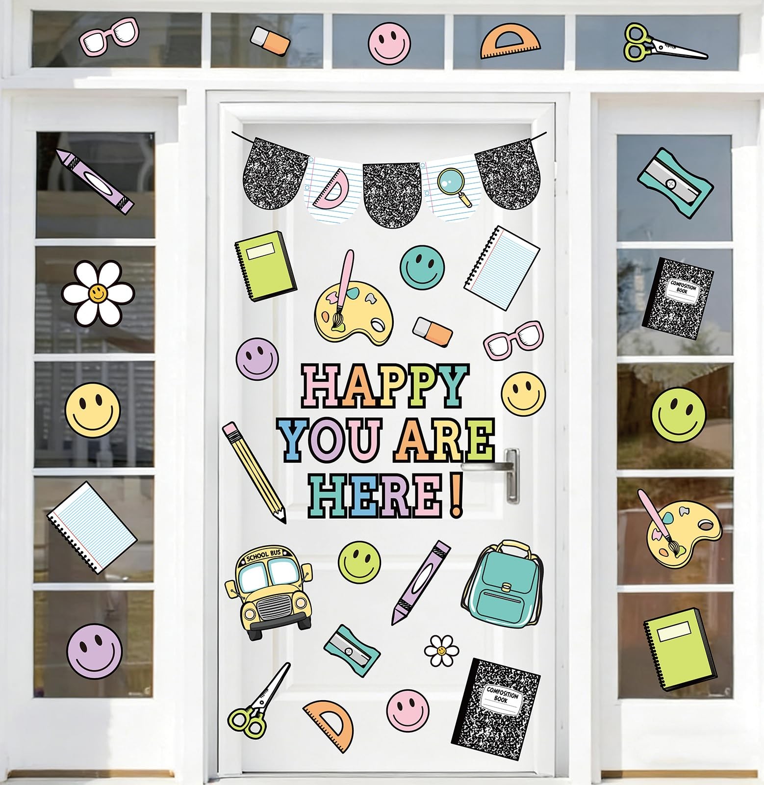 JarThenaAMCS Classroom Door Cover Decoration Sticker Pastel Window Door Cling…