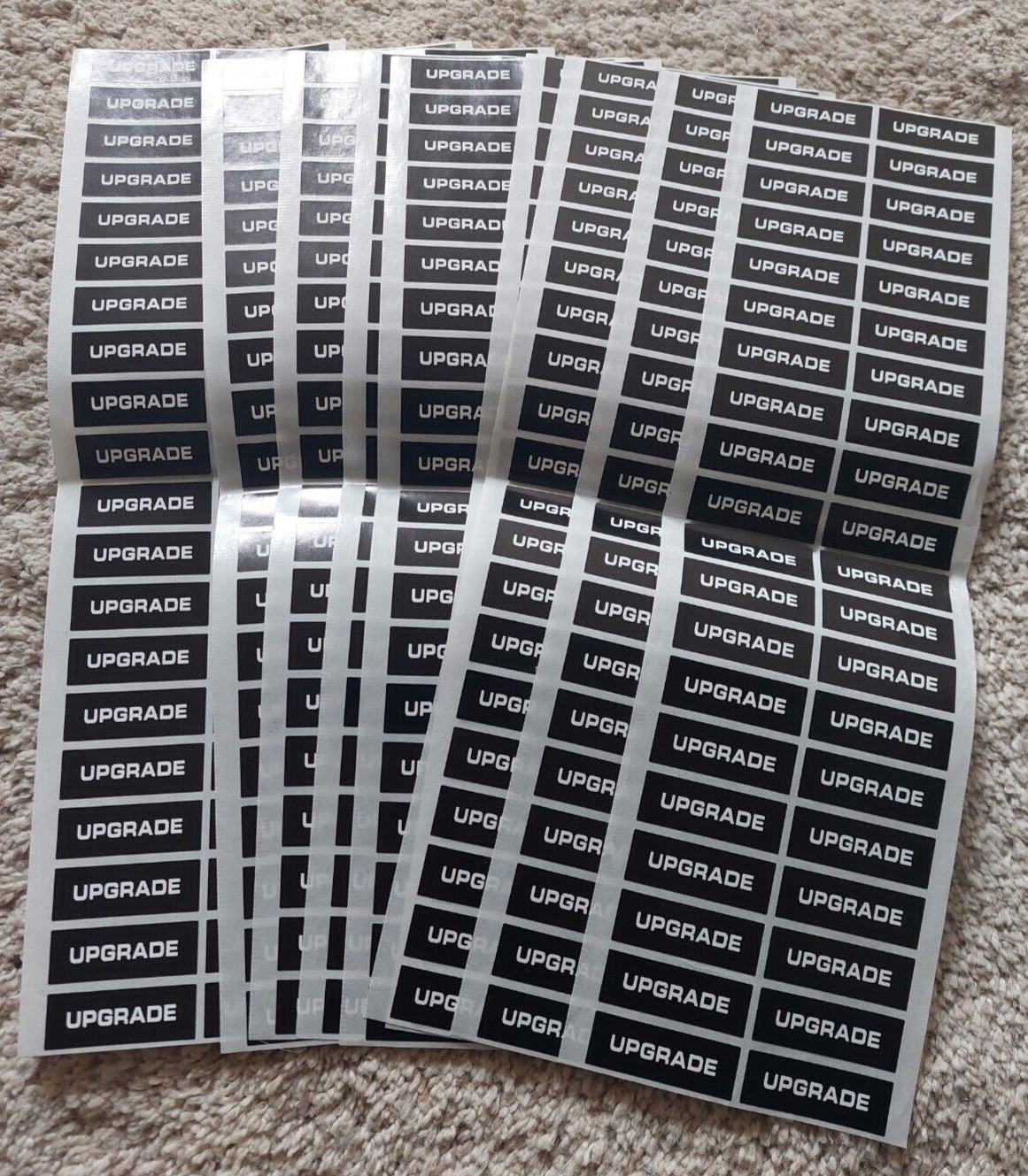 Wholesale lot UPGRADE stickers manufacturing pcs 25 50 100 1.5" x 0.5" 3.85cm