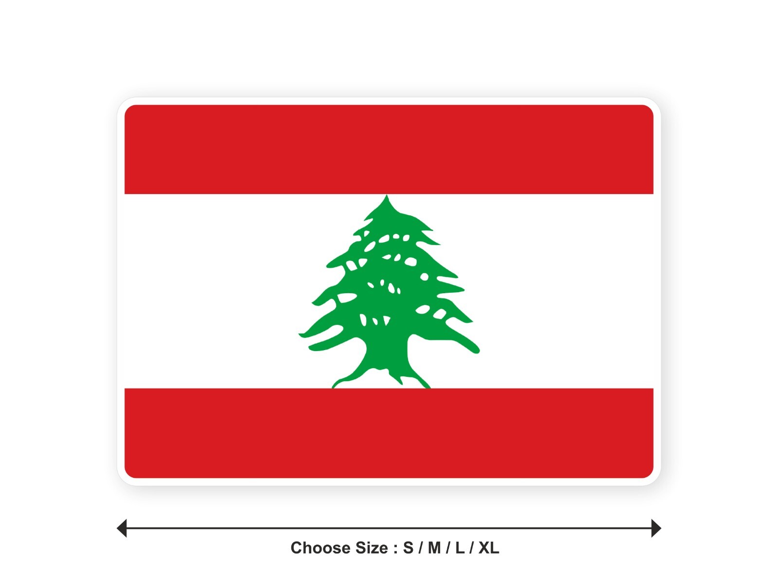 Sticker flag LEBANON Lebanese 3,9′′(S) -11′′(XL) decal white border