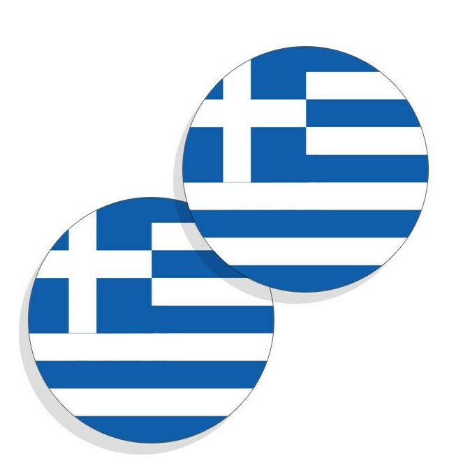 Greece Flag Stickers Flag Decals Vinyl Stickers Round Indoor Outdoor 4 pack