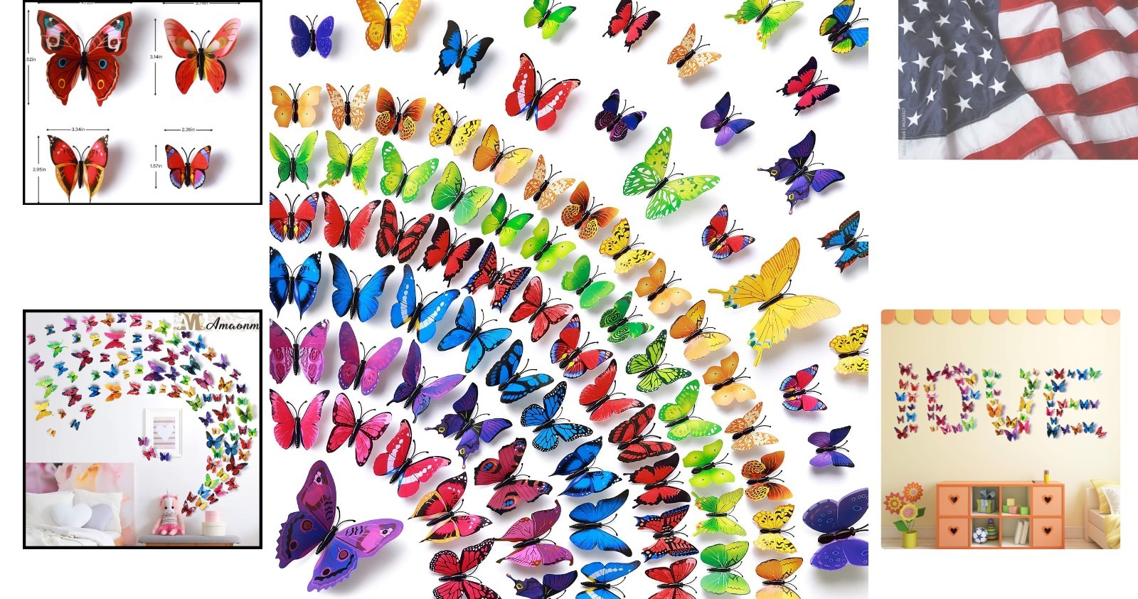 Amaonm 72 Pcs 3D Butterfly Wall Stickers Colorful Butterflies Wall Decor DIY …