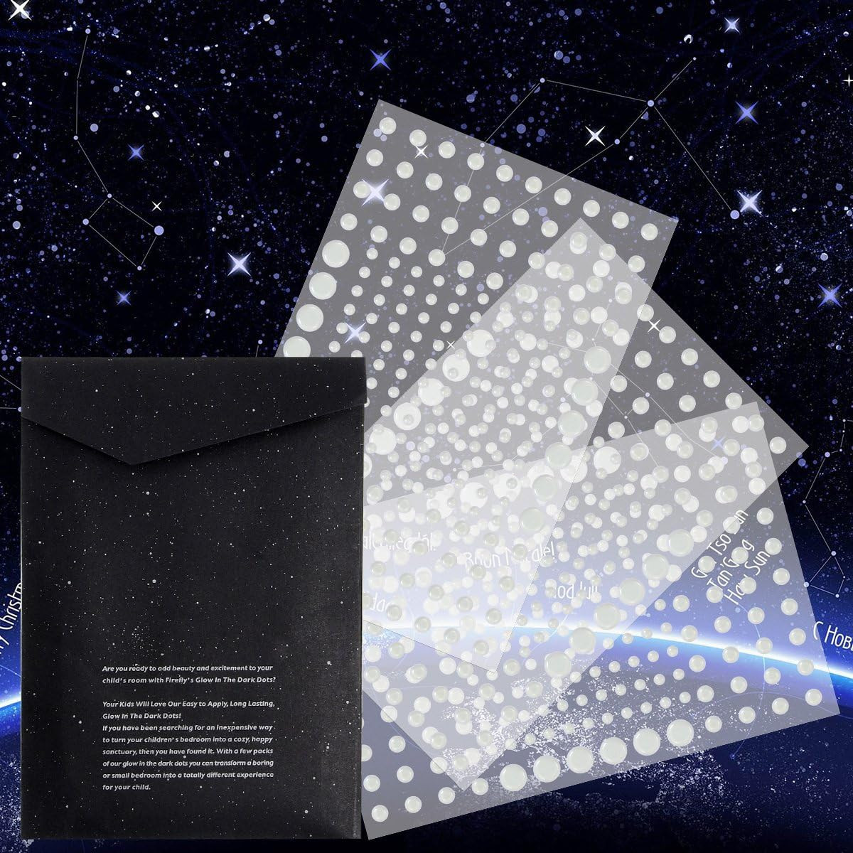 Realistic 3D Domed Glow in the Dark Stars,606 Dots for Starry Sky, Home Decor St