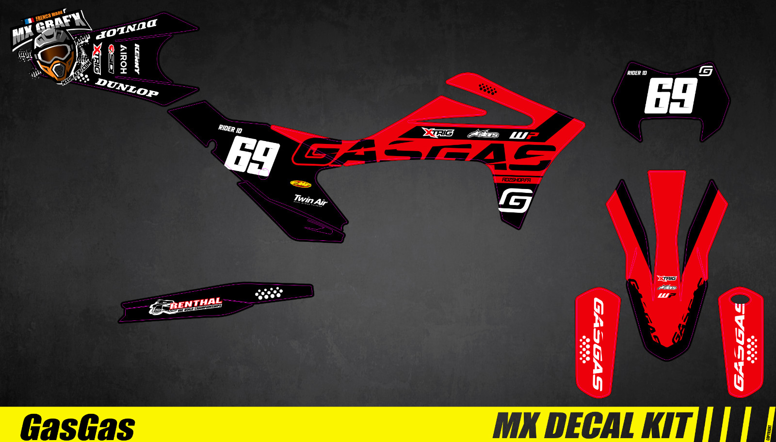Kit Deco Motorcycle for / MX Decal Kit For Gas – Red