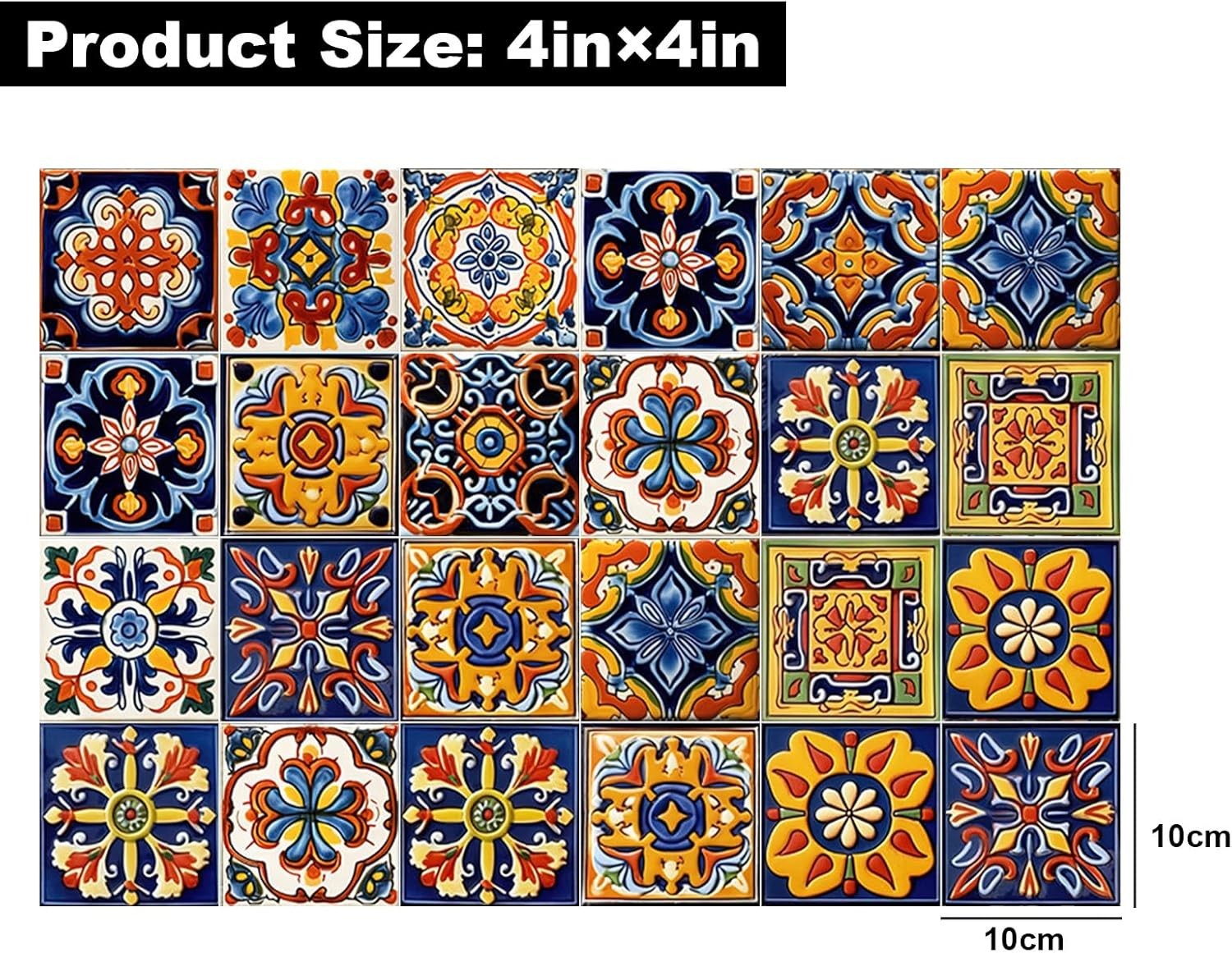48Pcs Tile Sticker Peel & Stick Kitchen Wall Decals Stick on Tile Adhesive