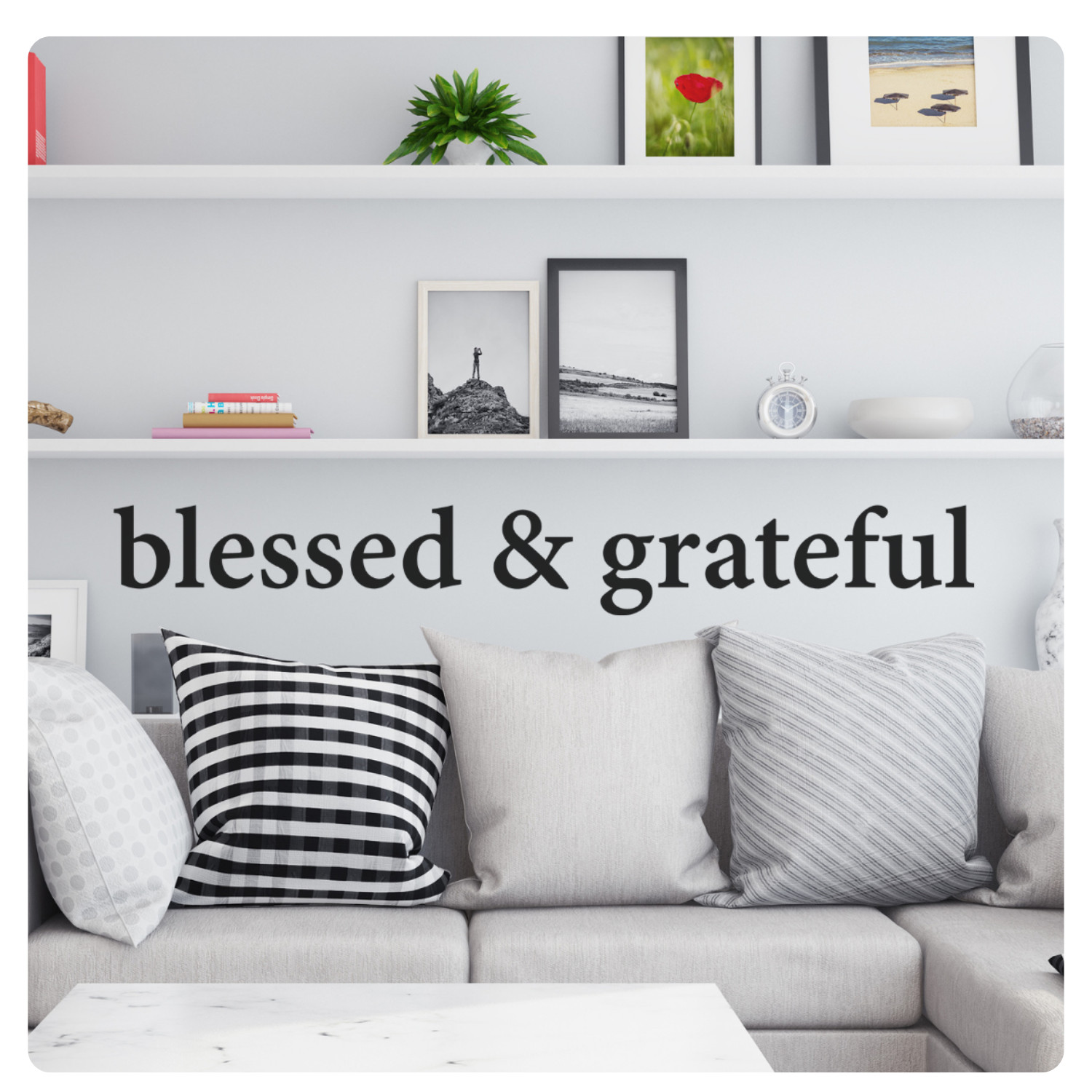 Blessed & Grateful Religious Inspirational Wall Decal Sticker Quote Home Decor