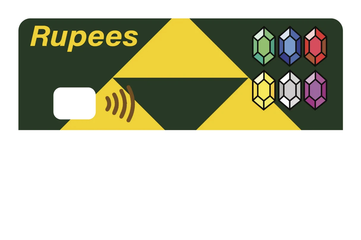 Rupees Card Skin 4 Pack Legend of Zelda Currency Gem Gamer Decal Sticker