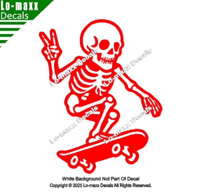 Skateboarding Skeleton Bones On Board Funny Die Cut Vinyl Decal Sticker