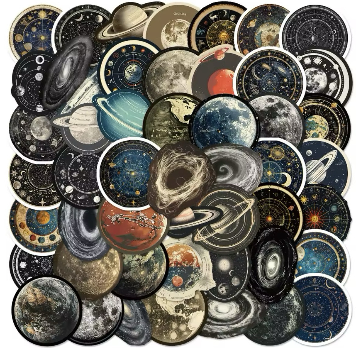 Space Solar System Stickers 50pk Space Planets Mixed Celestial Mix Fun Stickers