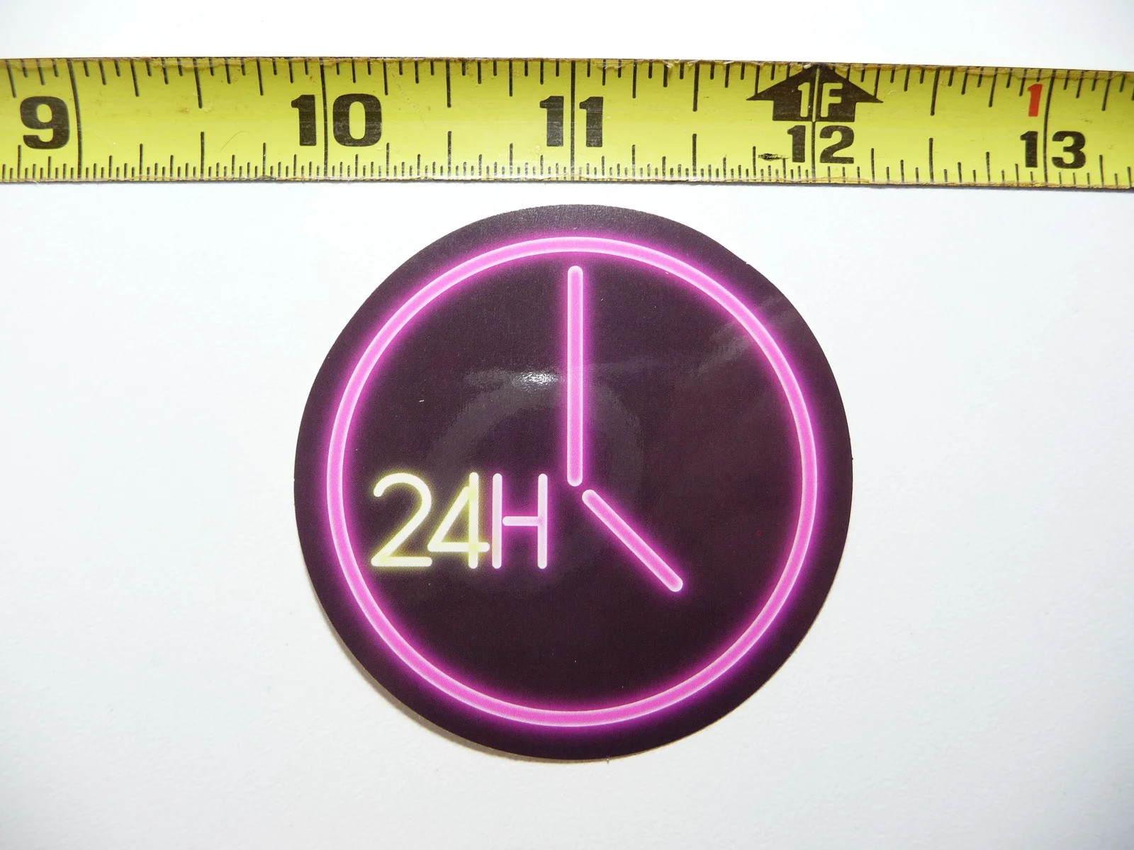 NEON SMALL STICKER DECAL CLOCK 24H 24 HOURS LAPTOP FUNNY DECORATION