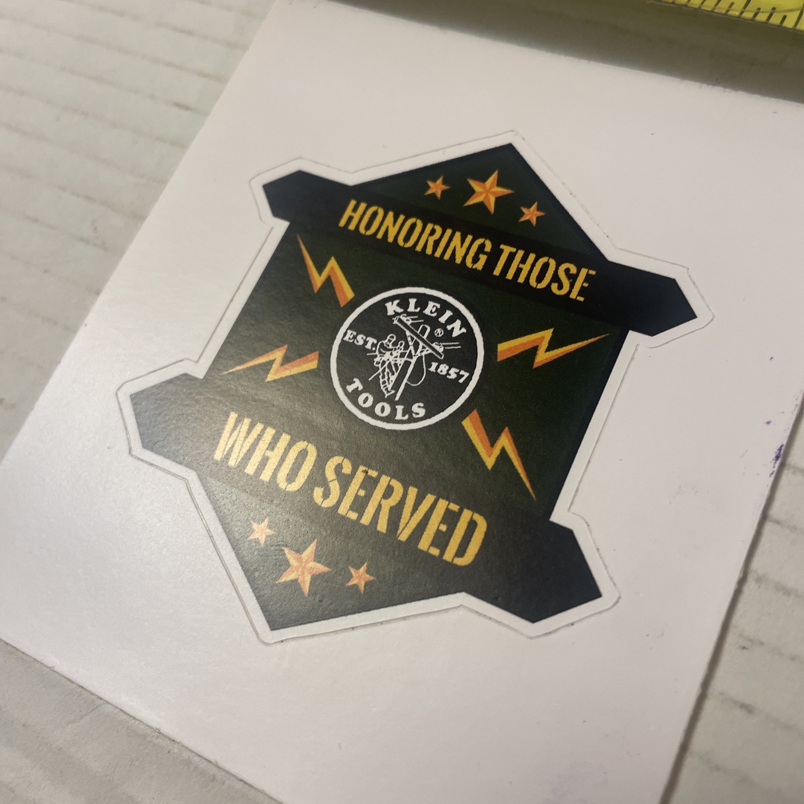 Klein Tools Tradesman Club Exclusive Giveaway Sticker Nov. 2023 Honor Who Served