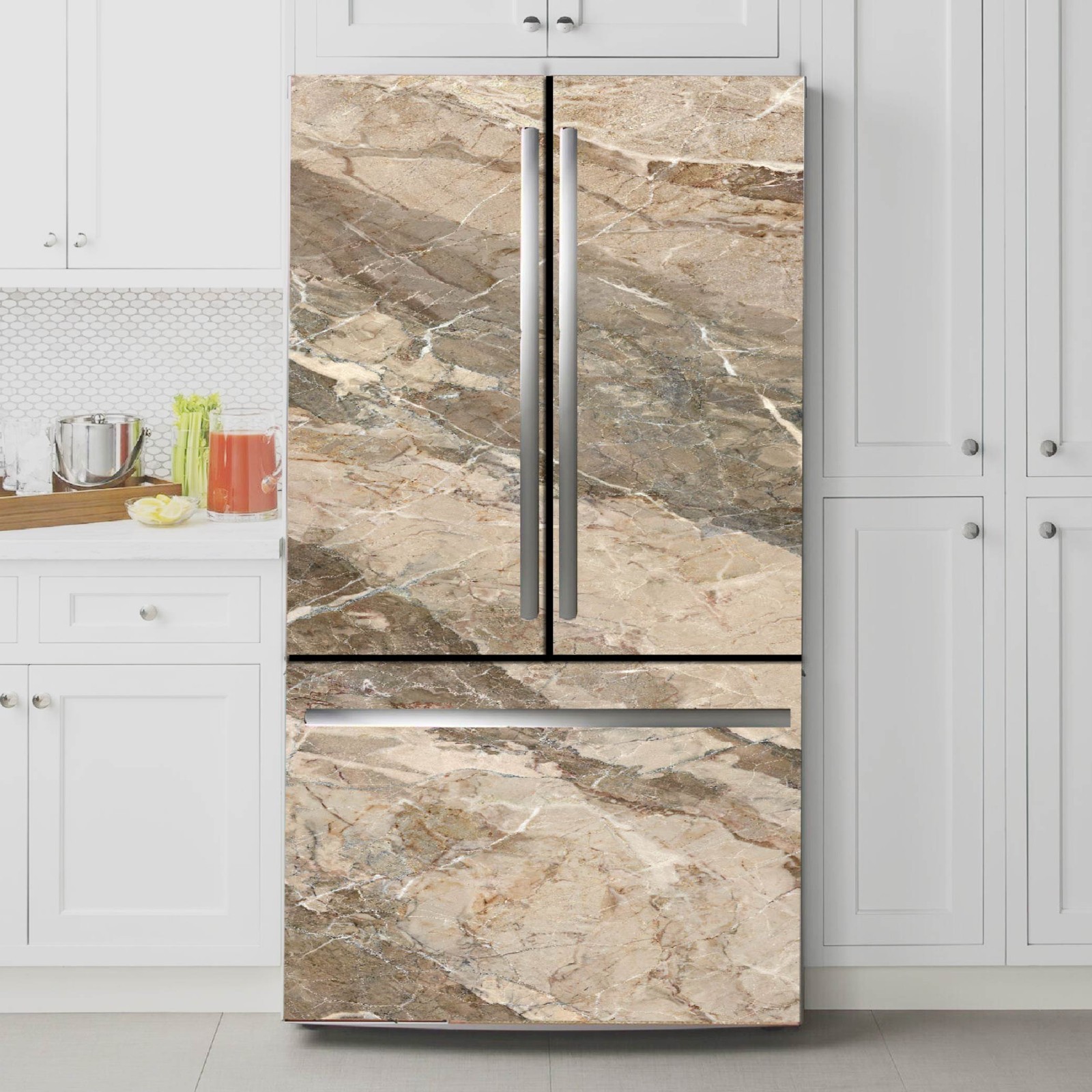 Marble Refrigerator Wrap, Home Kitchen Decor Upgrade