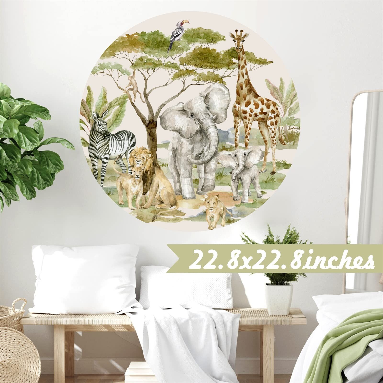Jungle Animals Wall Decals Kids African Safari Animal Wall Decal Peel and Sti…