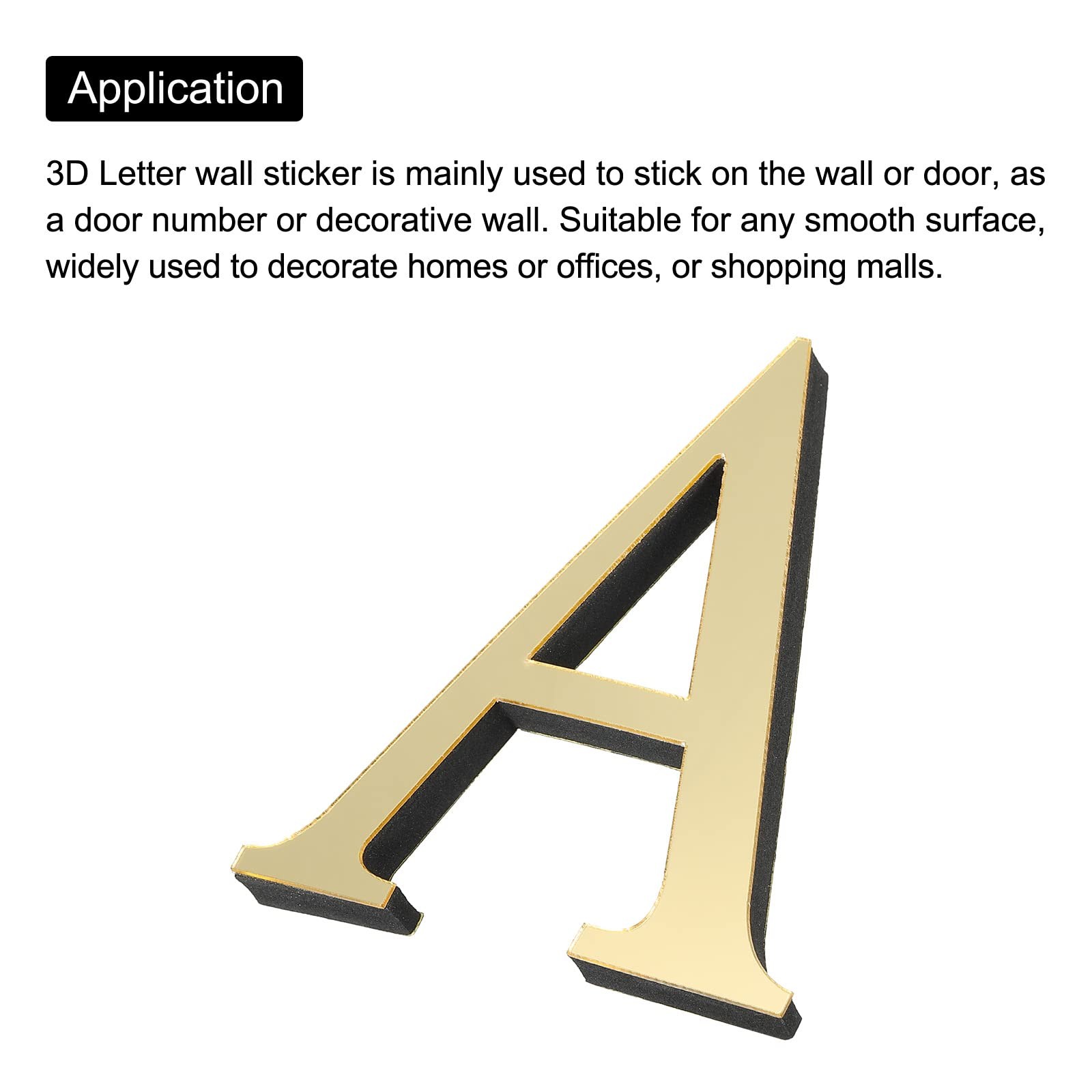 3D Acrylic Alphabet Mirror Wall Stickers Letter A Self-Adhesive Home Decor Le…