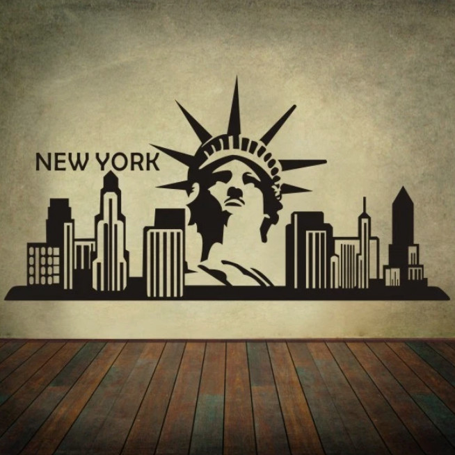22"x44" New York1 City Line NYC America Wall Sticker Decal Canada Vinyl BLACK