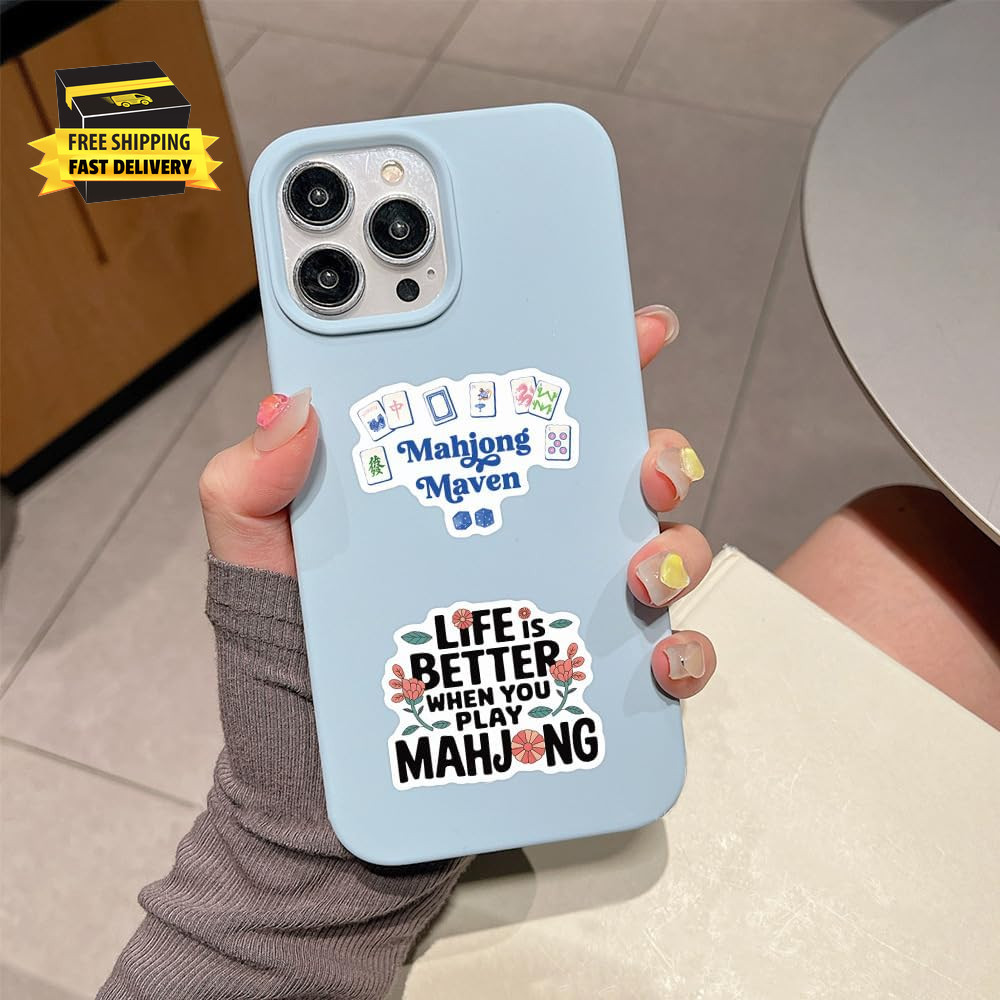 55PCS Funny Mahjong Stickers,Vinyl Waterproof Aesthetic Sticker Packs,Cute Mahjo