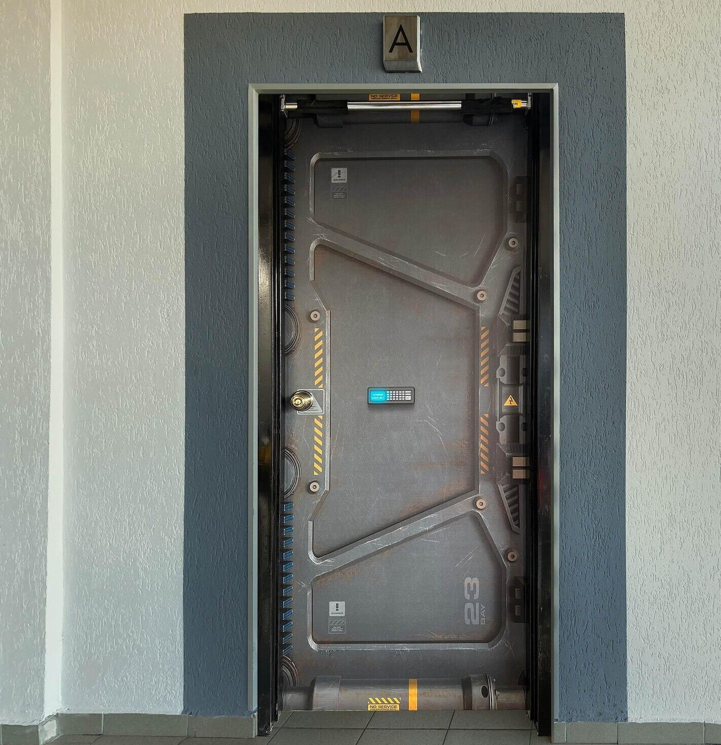 Door Mural Sticker Sci Fi Armoured Bunker, Self-adhesive Laminated, Single piece