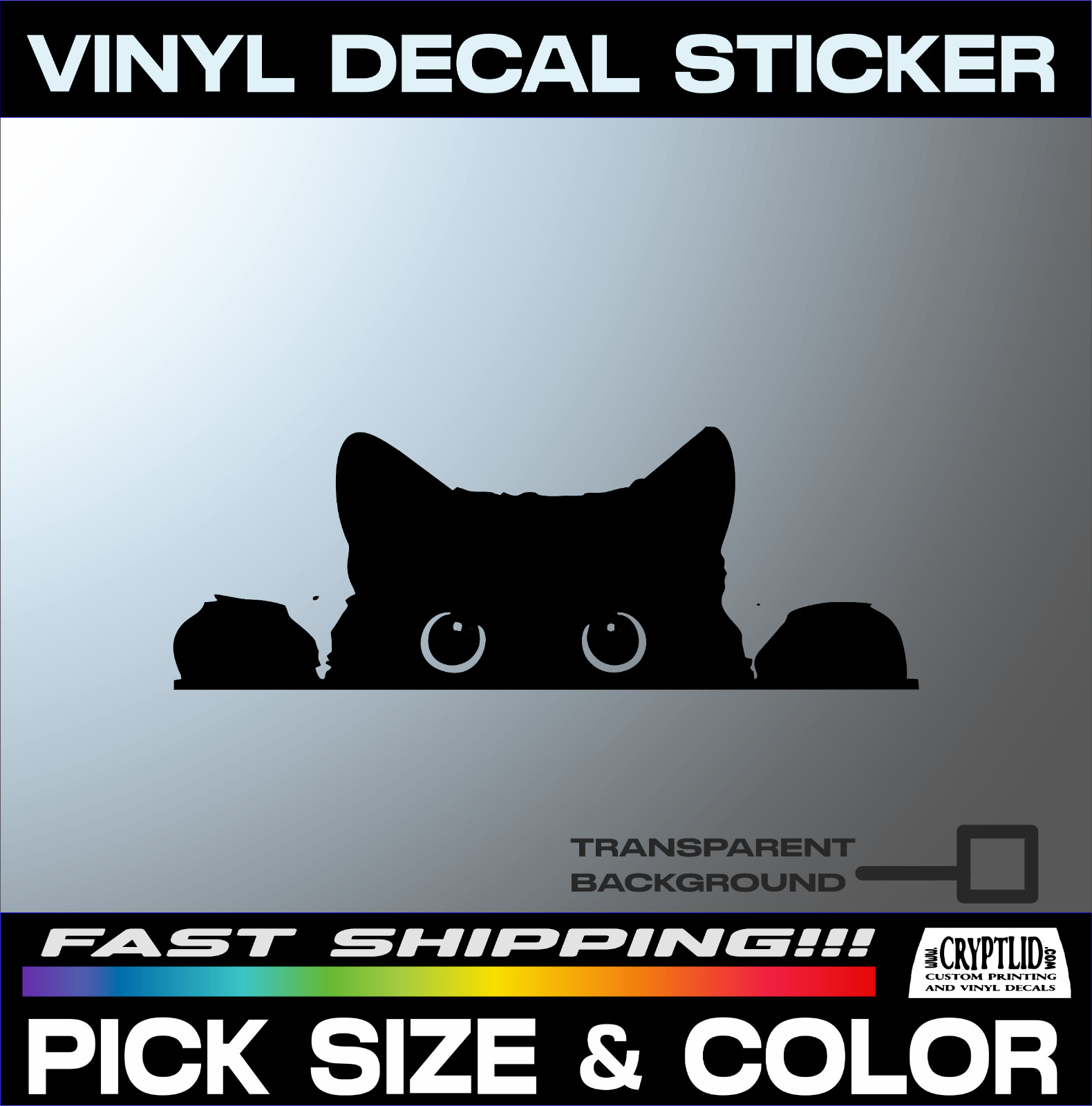 Cute Cat Vinyl Decal Sticker Peek Car Truck SUV Van Window Choose Size + Color