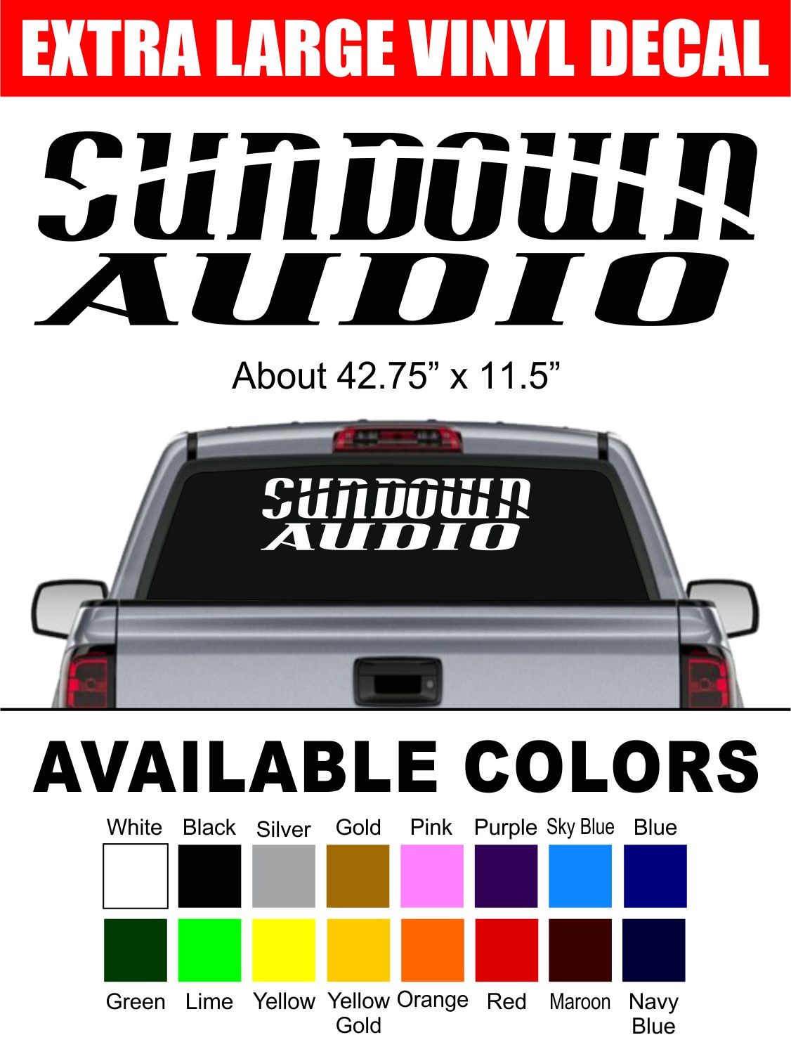 Extra Large Sundown Audio Car Audio Vinyl Decal Sticker Car Window
