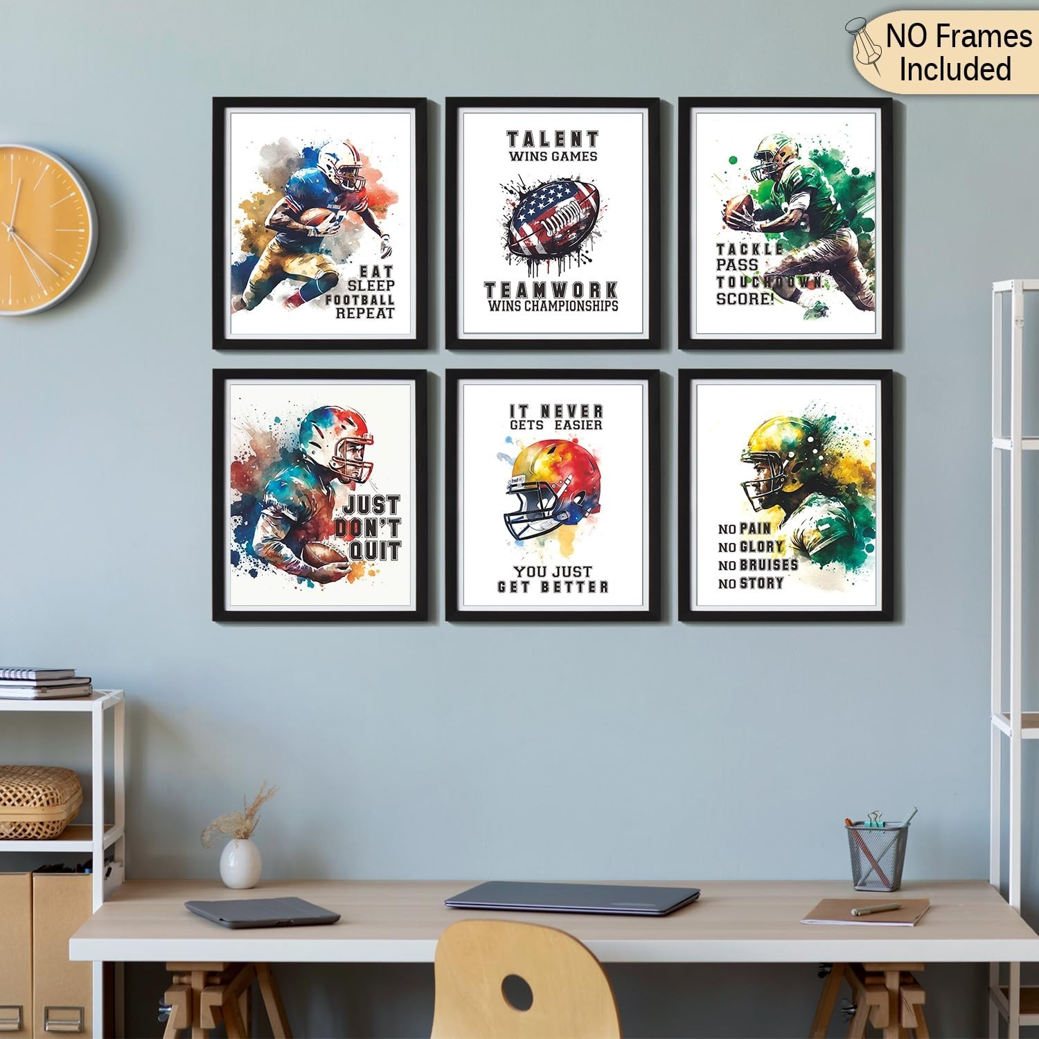Football Poster Wall Decor Art Prints Motivational Posters Boys Bedroom Teena…