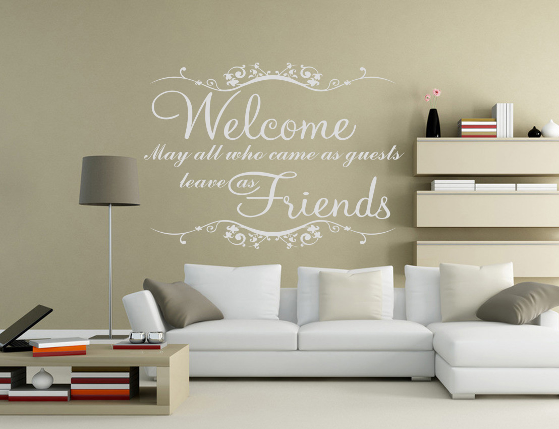 Hand Carving WELCOME FRIENDS Words Quote Wall ART Sticker Decor UK RUI173