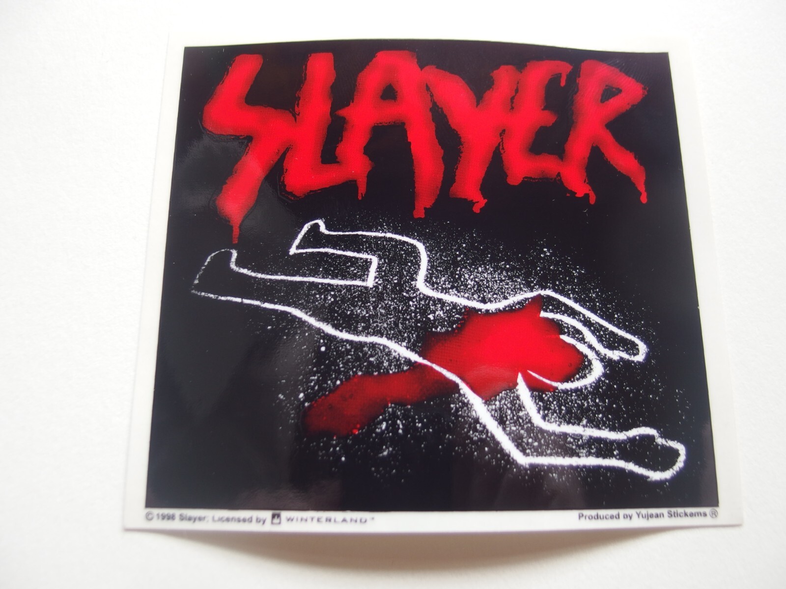 🎸 Vintage Slayer Chalk Outline Sticker 1998 Winterland 5×4.5” Heavy Metal Rare!
