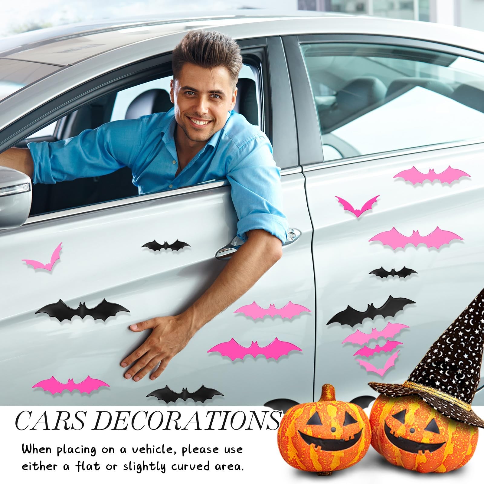 Konohan Halloween Bat Magnets 15 Pcs 3D PVC Black Pink Hot Pink 16×4-8x4cm