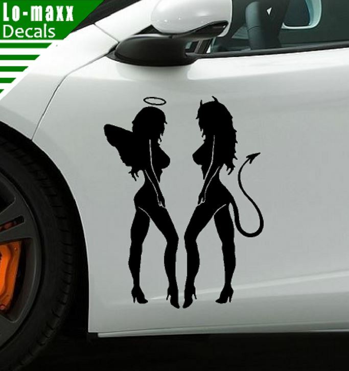 Hot Sexy Angel & Devil Girl Car Truck Boat Superior Quality Die Cut Vinyl Decal