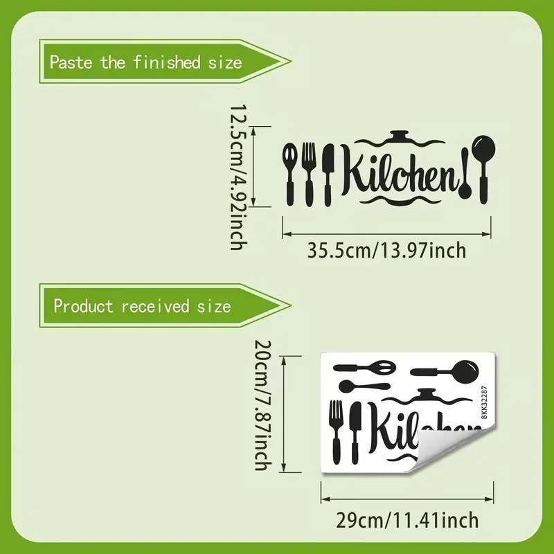 Kitchen Creative Black Utensil Wall Stickers Dining Room and Kitchen Wall Decals