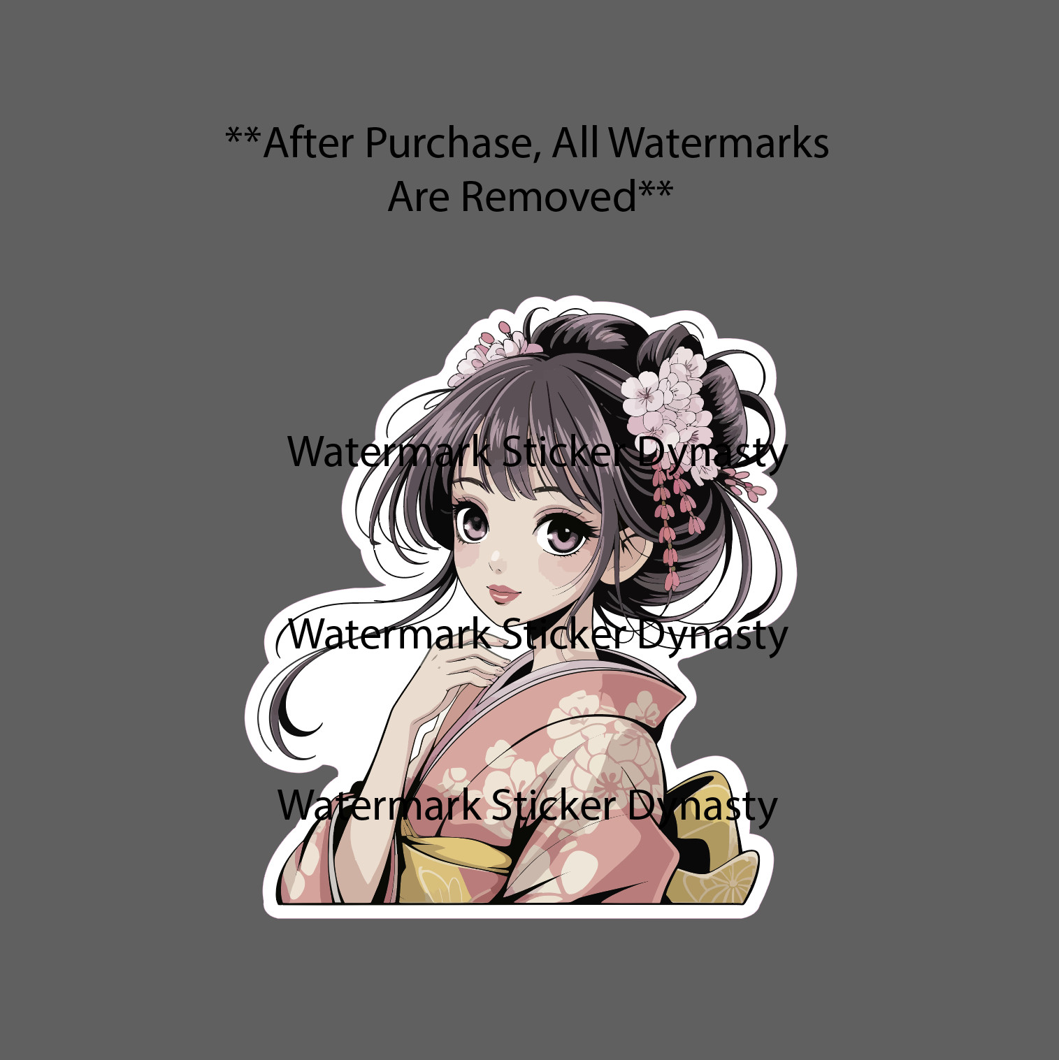 Japanese Woman Sticker Waterproof Decal Girl Anime Flower Floral Kawaii Gift NEW