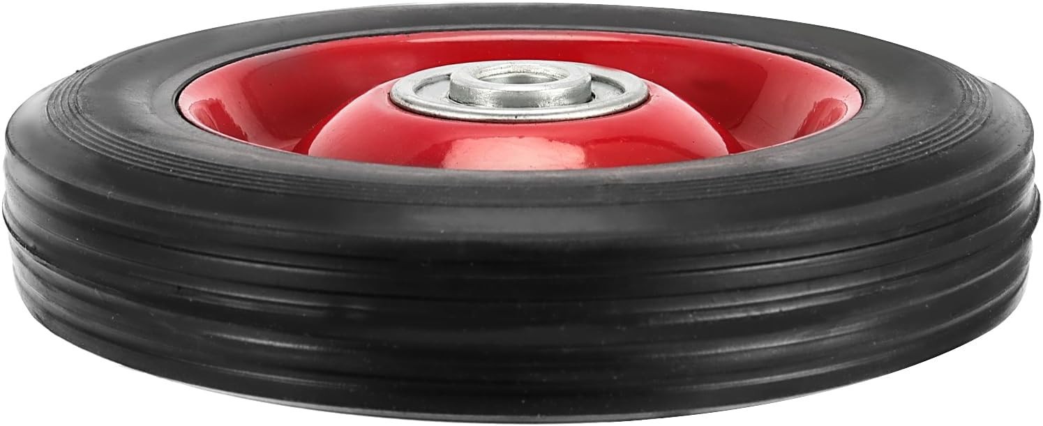 4 Pack 8 x 1.75 Inch Solid Rubber Wheel, Flat Free 4 PCS 8 x Inch, Red