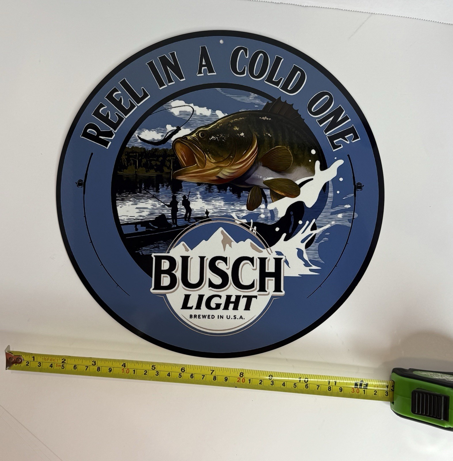 12" Busch light aluminum tin round sign indoor/outdoor decor river cabin Fishing
