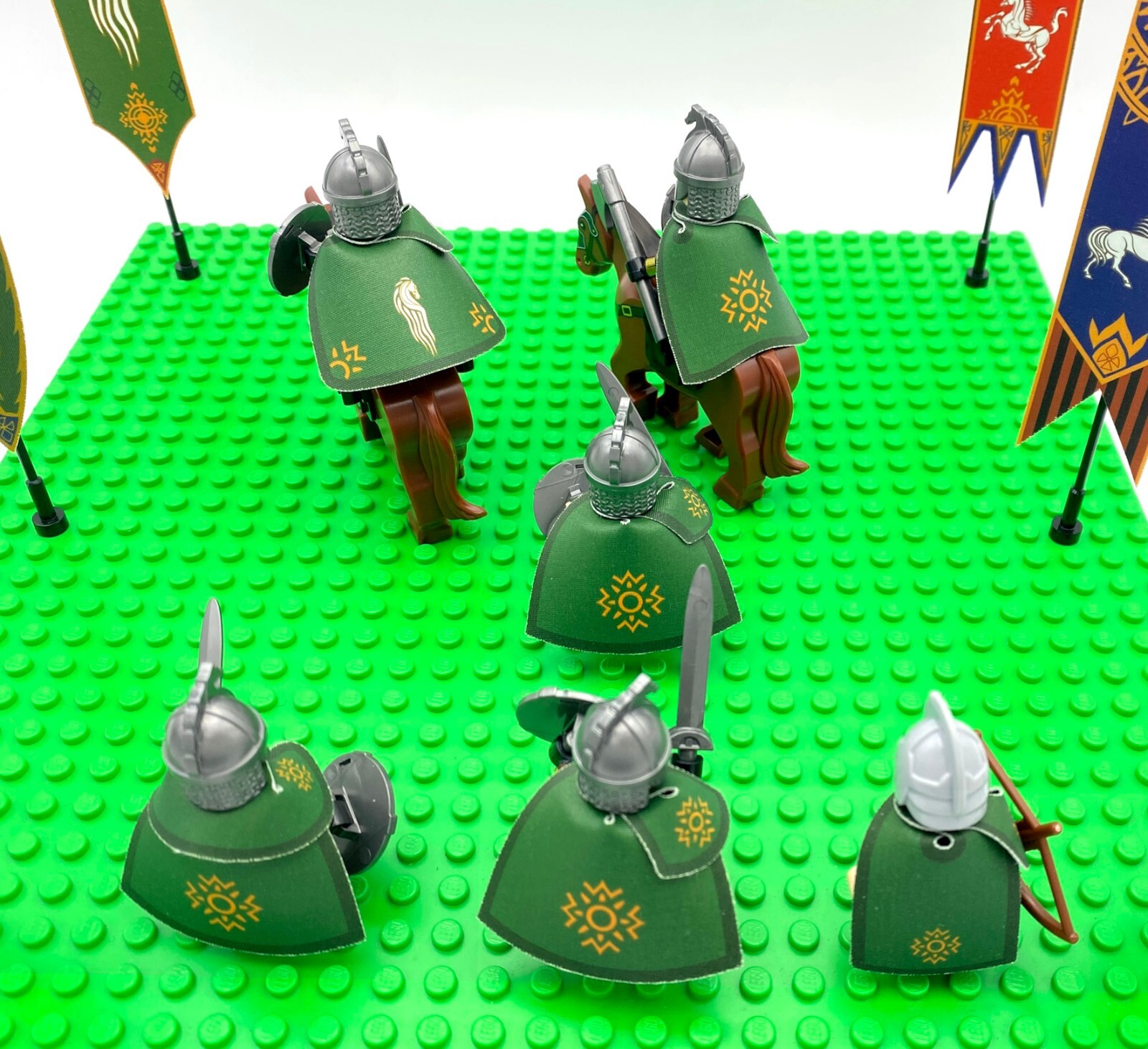 x30 Custom Lord of the Rings Banners, Flags, Capes for Rohan Kingdom (fits Lego)