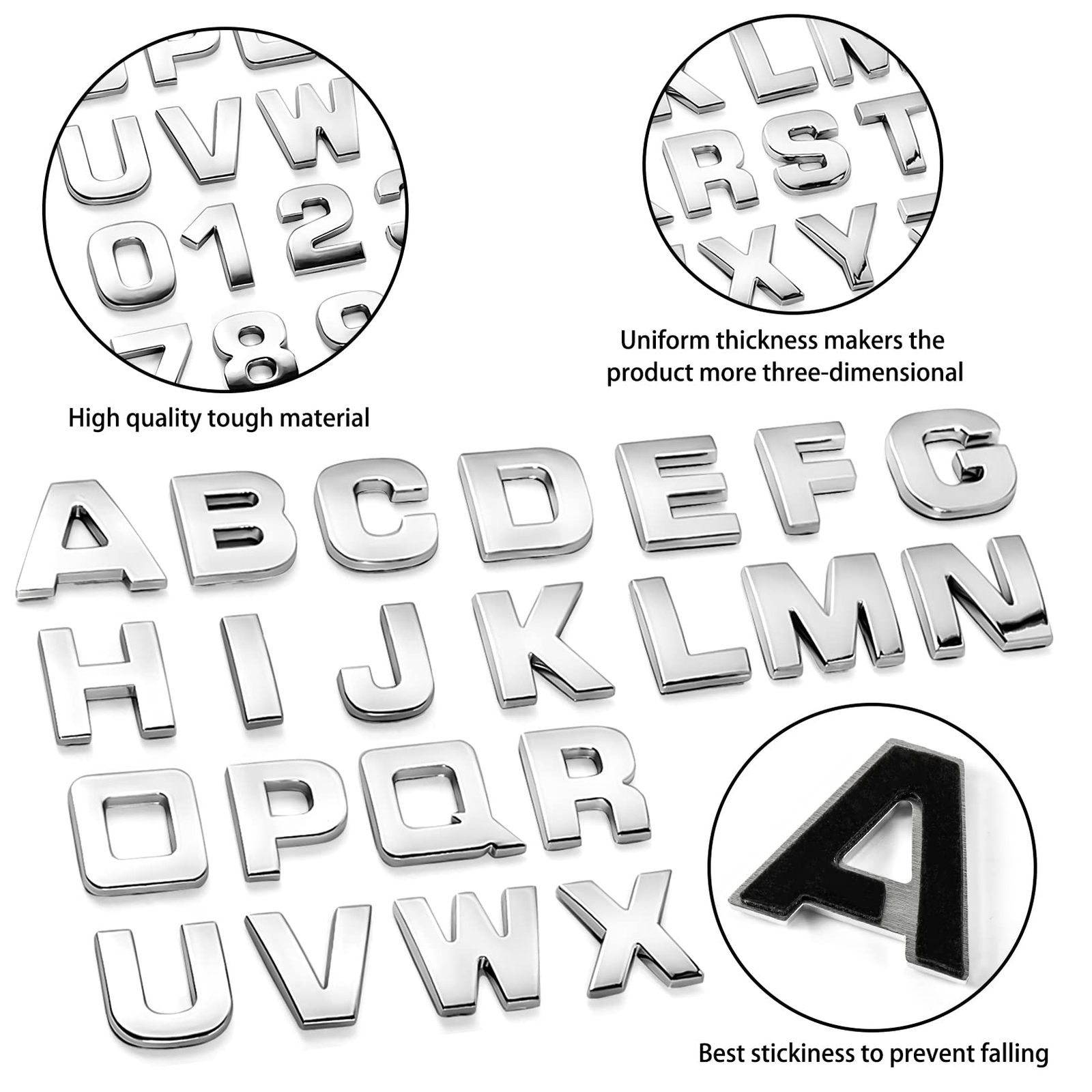 43 Pcs Car Emblem Letter Sticker DIY 3D Alphabet Number Symbol Badge Decal