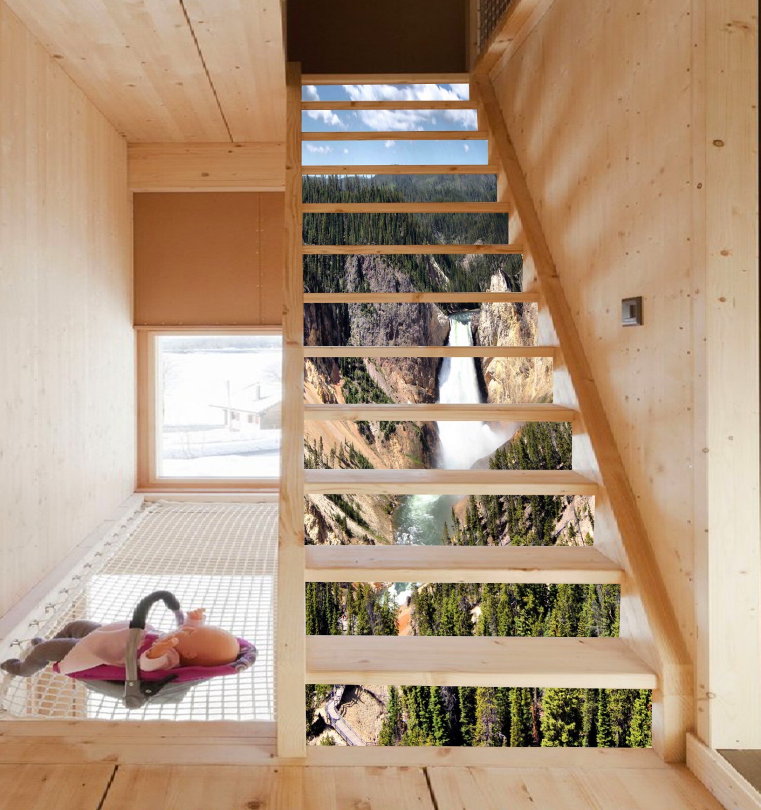 3D Forest Waterfall AZ1237 Stair Risers Decoration Mural Vinyl Wallpaper Kay