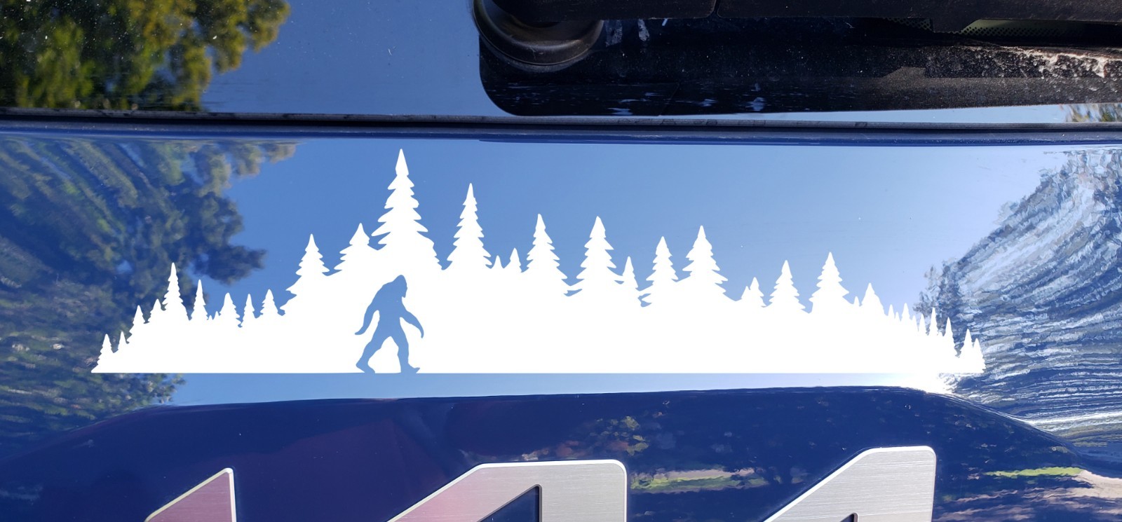 Bigfoot Sasquatch Among Trees Vinyl Decal | Adventure Car Truck SUV Badge Accent