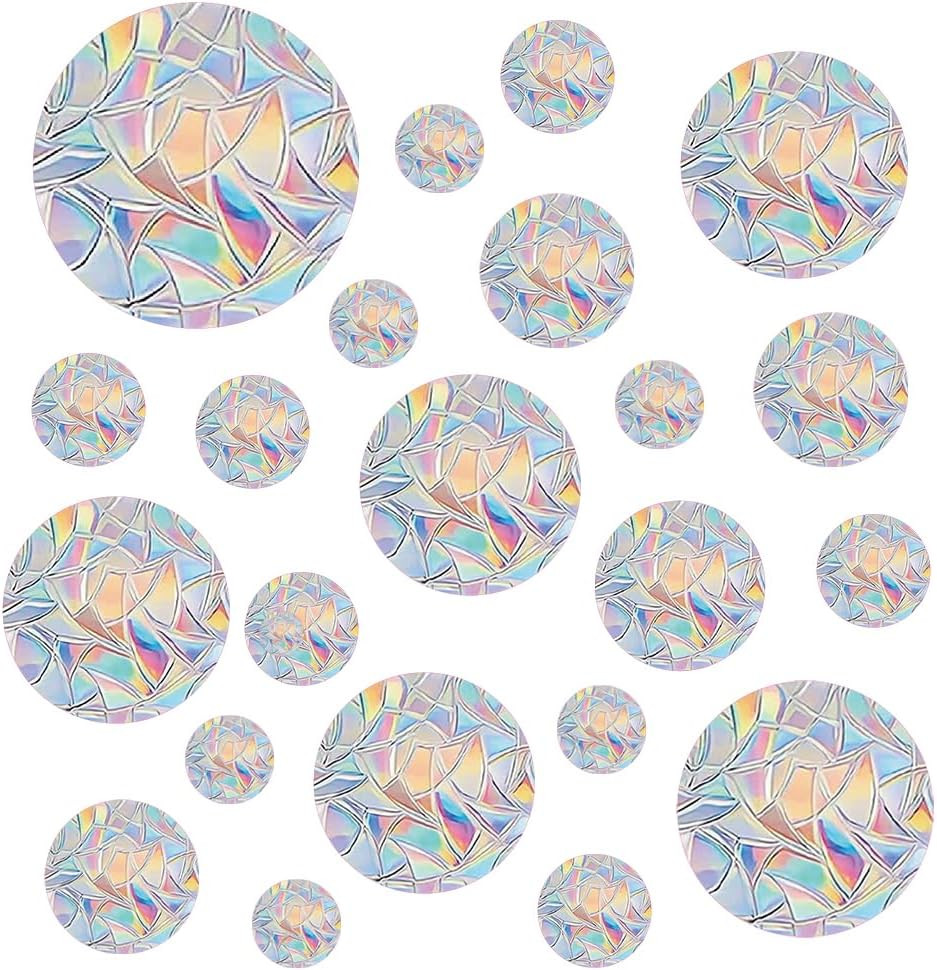28PCS Rainbow Mushroom and Leaf Window Decals to Prevent Bird Strikes, Anti-Coll