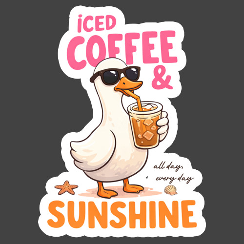 Goose Sticker Vinyl Decal Iced Coffee And Sunshine Summer Beach Lover Gift